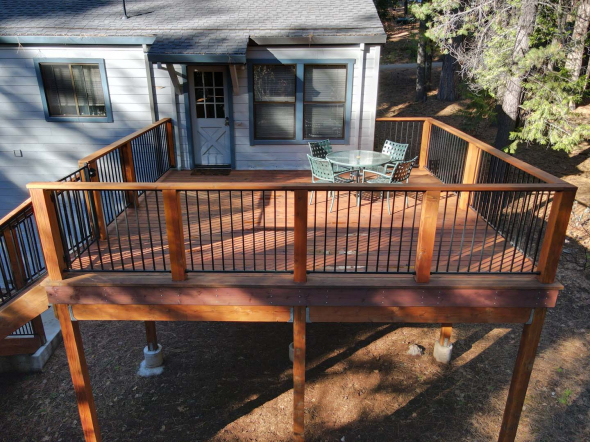 Side view of a deck built by BTN Construction in Arnold, CA